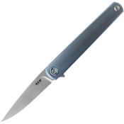 MKM L01TBSW Flame Drop Point Framelock Knife Blue Handles