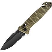 TB Outdoor 053 C.A.C. S200 Axis Lock Black Folding Knife Green Handles