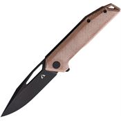 CMB 10A Lurker Black Stonewashed Linerlock Knife Brown Handles