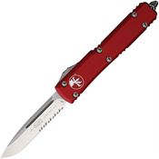 Microtech 1215RD Auto Ultratech Part Serrated Single Edge OTF Knife Red Handles