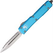 Microtech 12212TQ Auto Ultratech Stonewashed Serrated Double Edge OTF Knife Turquoise Handles