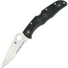 Spyderco Knives 10PSBK Black Endura Lockback Knife with Part Serrated Blade