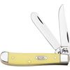 Case Knives 029 Carbon Steel Mini Trapper Pocket Knife with Yellow Handles