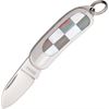 Moki Knives 105 Mini Pendant Small Folder Pocket Knife with White & Black Mother of Pearl Inlays