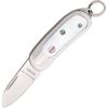 Moki Knives 107 Mini Pendant Small Folder Pocket Knife with White Mother of Pearl Insert Inlaid with Abalone