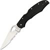 Byrd Brand Knives 03PSBK2 Part Serrated Blade Cara Cara Lockback Knife with Black FRN Handles