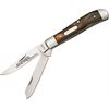 Imperial Schrade Knives 16T Medium Trapper Knife with Red & Brown Swirl Celluloid Handles