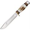 Sheffield Knives 002 Large Bowie Fixed Blade Knife with Round Design Genuine Stag Handles
