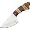 Steel Stag Knives 7014 Short Skinner Fixed Blade Knife with Grooved Stag & Dark Brown Wood Handles