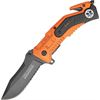 Tac Force Knives 688EMT Part Serrated EMT A/O Rescue Linerlock Knife with Orange Aluminum Handles