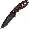 Bad Blood Knives 0110 Part Serrated Linerlock Knife with Black G-10 Front & Smooth Black Aluminum Back Handles
