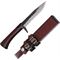 Kanetsune Knives 207 Irodori Damascus Fixed Blade Knife with Red Finished Oak Handle