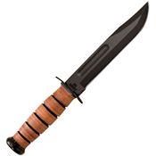 Ka-bar 1220 7 Inch Army Fighting Fixed High Carbon Steel Blade Knife with Polished Stacked Leather Handle