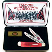 Case FGRPB Famous Confederate Generals Folding Knife with Red Pick Bone Handle