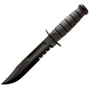 Ka-bar 1214 7 Inch Usa Fighting Partially Serrated Black Epoxy Blade Knife with Black Kraton G Handle