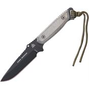 TOPS 33 Dawn Warrior Fixed High Carbon Steel Blade Knife with Black Linen Micarta Handles