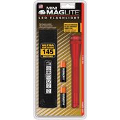 Maglite 53041 Mini Mag-Lite 2AA Cell Red Survival LED Flashlight with Anodized Finish