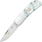 Fallkniven TK3MOP Tre Kronor De Luxe Lockback Folding Pocket Knife with Genuine Mother of Pearl Handles