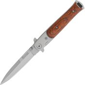 Magnum 01YA101 Stiletto Linerlock Folding Pocket Knife with Brown Wood Onlay Handle