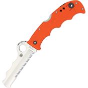 Spyderco 79PSOR Partially Serrated Blade Lockback Folding Pocket Knife with Orange Checkered Nylon Resin Handles