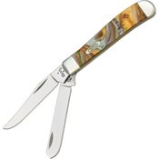 Case 9207AB Mini Trapper Folding Pocket Knife with Abalone Corelon Handle
