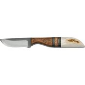 Anza 81E Fixed Drop Point Blade Knife with Elk Stag and Brown Wood Handle