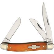Rough Rider 005 Stockman Folding Pocket Knife with Orange Bone Handle