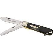 Rough Rider 1138 Electrician's Coal Miner Folding Pocket Knife with Black Buffalo Horn Handle