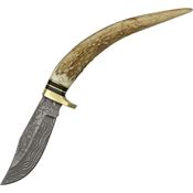 Damascus 1027 Stag Spike Fixed Blade Knife
