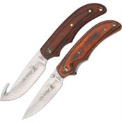 Elk Ridge 013 Two Piece Hunting Set Fixed Stainless Blade Knife with Laminated Wood Handles