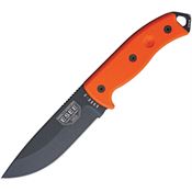 ESEE 5POR Model 5 Fixed Carbon Steel Black Blade Knife with Bright Orange G-10 Handles