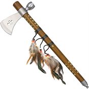 China Made 210956 Feather Tomahawk Peace Pipe with Brown Wood Handle
