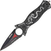 Tac Force 707GY Dragon Assisted Opening Part Serrated Linerlock Folding Pocket Knife