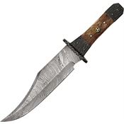 Damascus 1049 Tri Circle Bowie Fixed Blade Knife