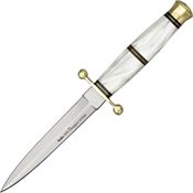 Linder 210513 Dagger Fixed Stainless Dagger Blade Knife with White Perlex Handle
