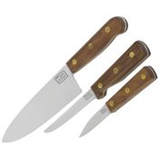 Chicago 13305 3 Piece Tradition Kitchen Cutlery Set with Solid Walnut Handle