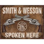 Tin Sign 1849 Smith & Wesson Spoken Here Rich Vibrant Colors and Heavy Embossing Tin Sign