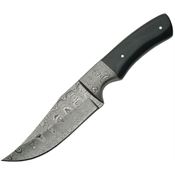 DaMascus 1051HN Clip Point Hunter Fixed Damascus Steel Blade Knife with Black Horn Handles