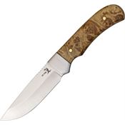 Elk Ridge 107 Small Hunter Fixed Stainless Blade Knife with Brown Burlwood Handles
