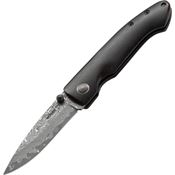 Boker Plus 01BO102DAM Damascus Gent II Folding Pocket Knife with Dark Ebony Wood Handle