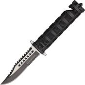 Tac Force 10BK Knurled Rescue Assisted Opening Part Serrated Clip Point Linerlock Folding Pocket Knife