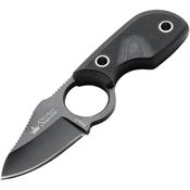 Kizer 0091 Amigo X Neck Fixed Black Tini Finish Blade Knife with Black G-10 Red Trim Handles