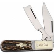 German Bull 113 Barlow Razor Folding Pocket Knife with Deer Stag Handle