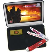 Case AFF American Firefighter Gift Set Folding Knife with Red Jigged Bone Handle