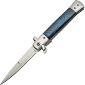 China Made 300342BL Stiletto Blue Assisted Opening Stiletto Linerlock Folding Pocket Knife with Stainless Handles