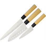 Hen & Rooster IK100 Kitchen Knife Set with Natural Wood Handle