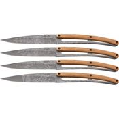 Deejo 4FB010 Steak Knives Titanium Blossom with Olive Wood Handle
