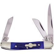 German Bull 106BLPB Range Rider Blue Pick Bone Folding Pocket Knife with Mirror Polish Blue Handle