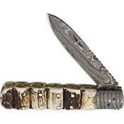 Old Forge 011 Barlow Damascus Stacked Stag Folding Pocket Knife with Stag Handle