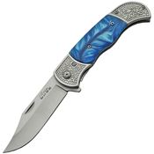 Rite Edge 300386BL Blue Assisted Opening Clip Point Linerlock Folding Pocket Knife